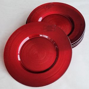❤️SET OF 5❤️🆕️Turkish Glassware 6.5" Ruby Red Sparkle Salad Plates